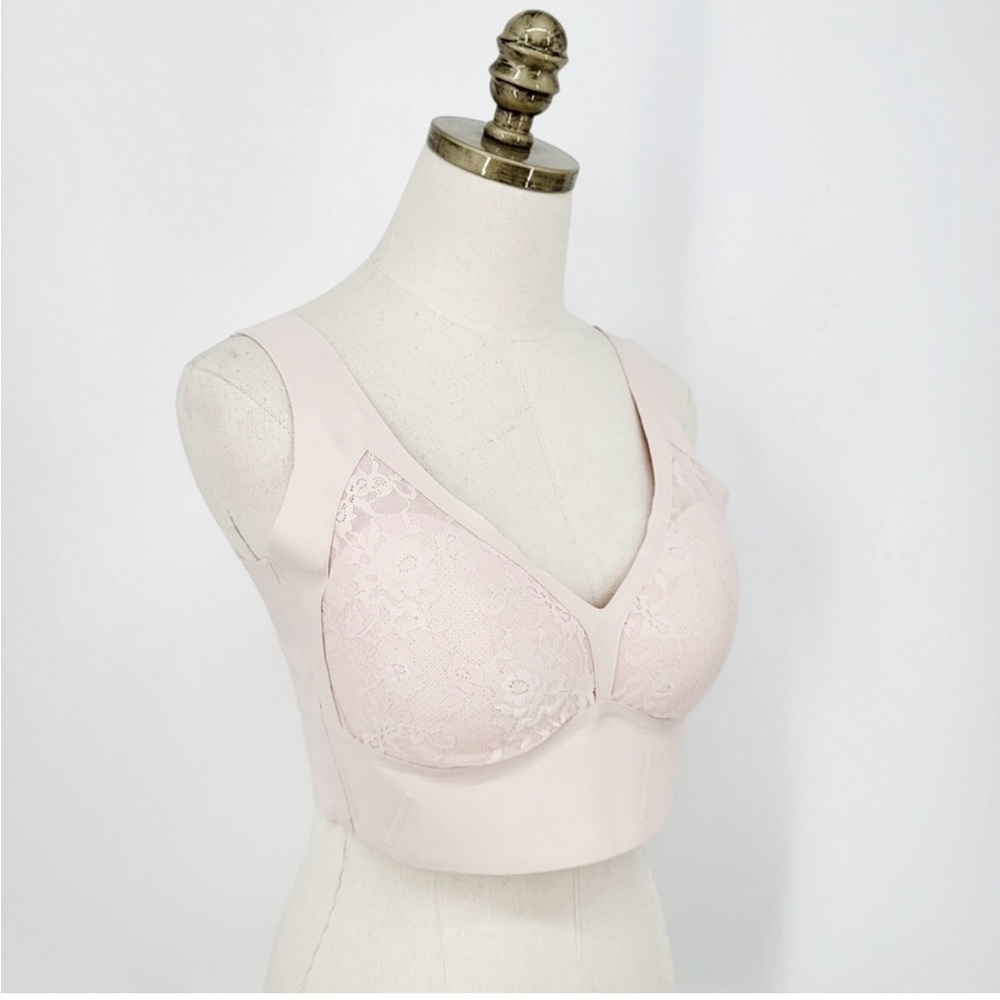 Luciana's Secret Seamless Shapewear Bra Wireless Lace Adjustable Cream Size 3X